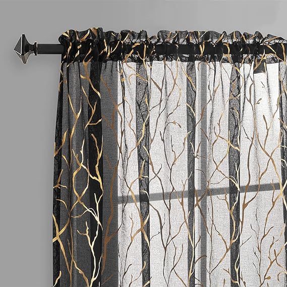 black gold sheer curtains