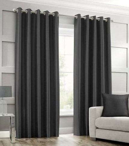 black silk curtains