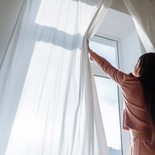 Chiffon sheer curtains, creating a romantic and dreamy ambiance