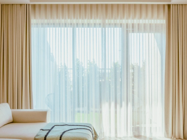 Best and luxury beige sheer curtains are installed Dubai residence