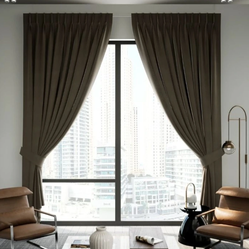 Luxury sheer with beige curtains Dubai provide smooth light flow and elegant décor for premium dubai hills homes.