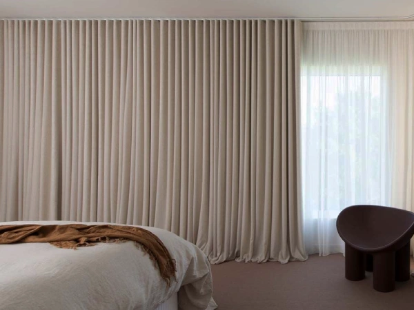 Luxury taffeta beige curtains Dubai enhancing modern interiors with soft drape, chic texture, and premium style.