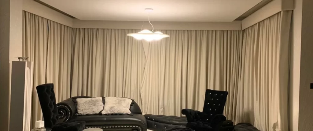 This Pelmet Blackout curtaisn installed in bedroom