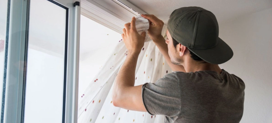 Measure windows for sheer curtains.