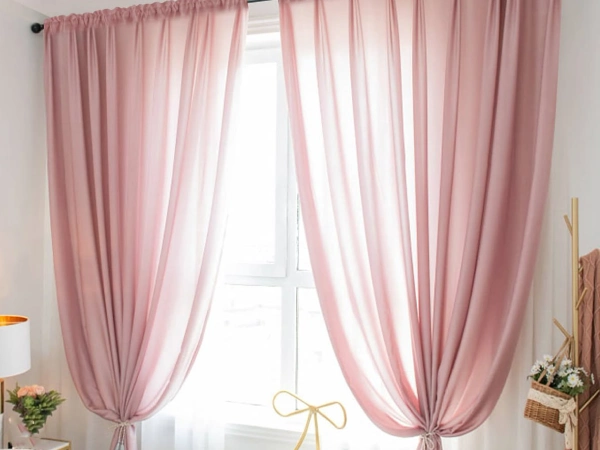 Premium voile pink curtains in Dubai, perfect for modern décor and soft sunlight filtering.