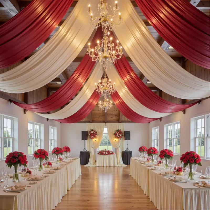 After look of adding ball room curtains in this wedding hall