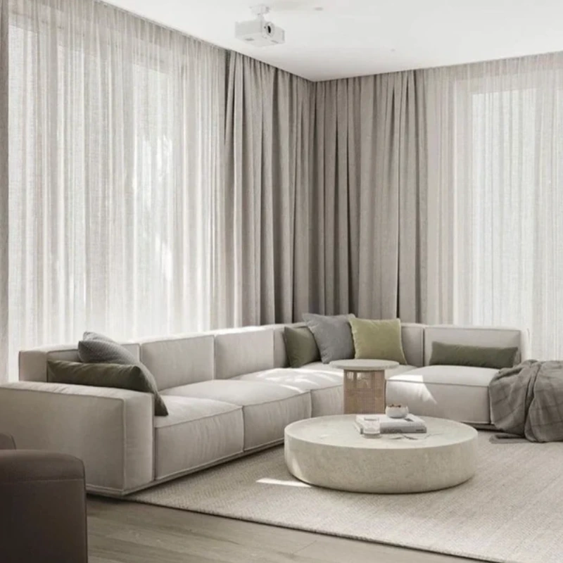 Luxury bedroom with customized motorized curtains in premium velvet fabric and sleek hardware.